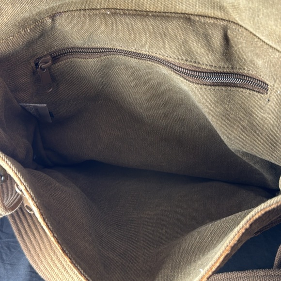 Wilsons Leather M. Julian Brown Leather Suede Canvas Messenger Bag - Picture 7 of 13